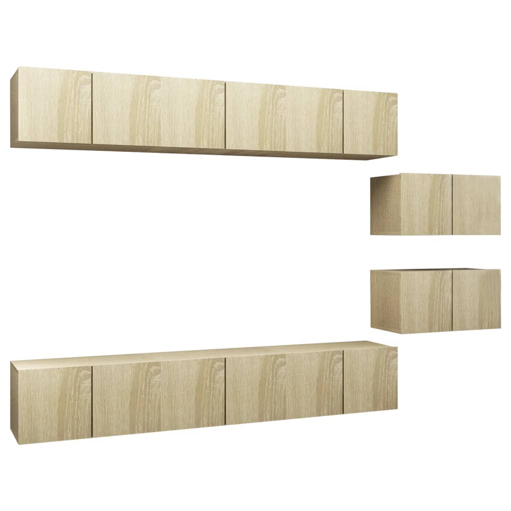 Set dulapuri TV, 8 piese, stejar sonoma, lemn prelucrat GartenMobel Dekor
