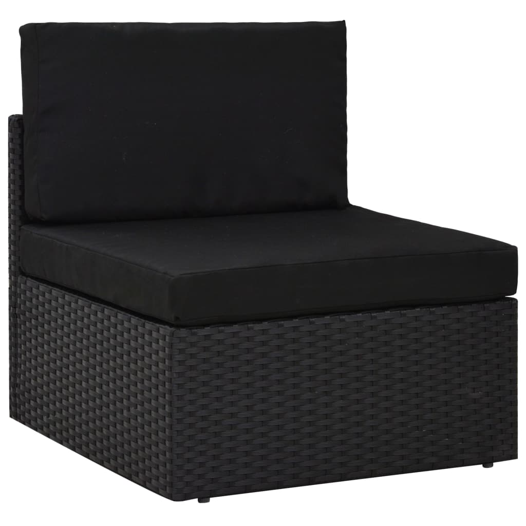 Set mobilier de grădină, 7 piese, negru, poliratan GartenMobel Dekor
