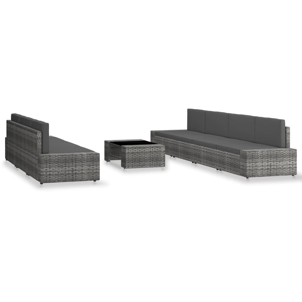 Set mobilier de grădină, 8 piese, gri, poliratan GartenMobel Dekor