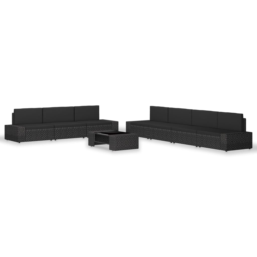 Set mobilier de grădină, 8 piese, negru, poliratan GartenMobel Dekor