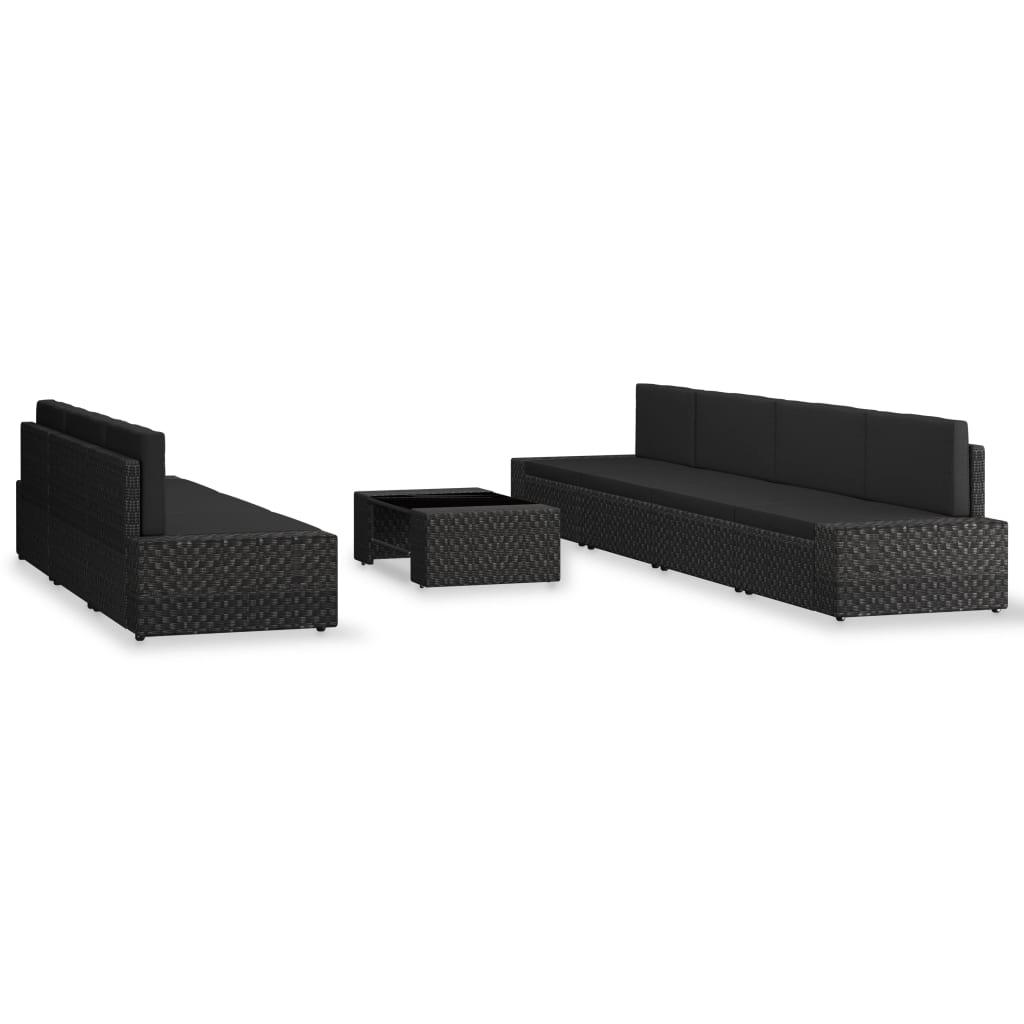 Set mobilier de grădină, 8 piese, negru, poliratan GartenMobel Dekor