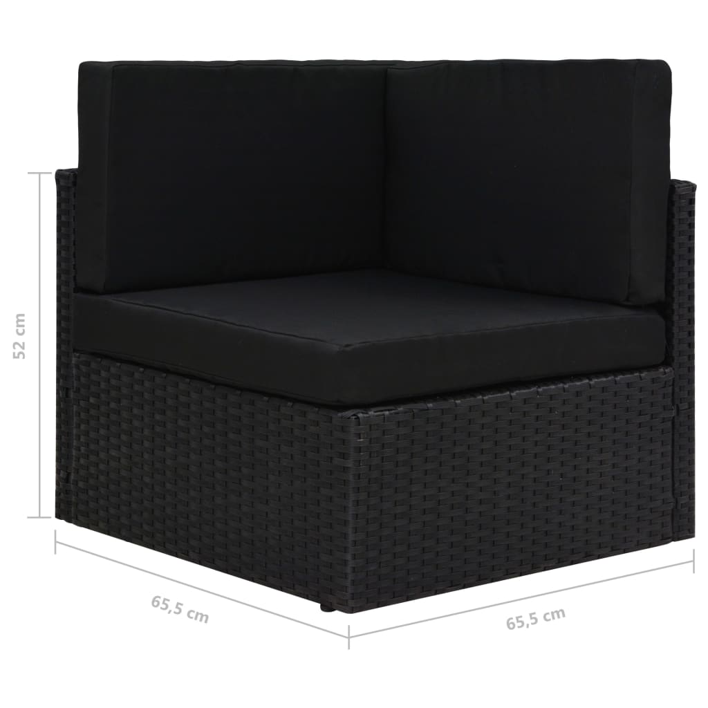Set mobilier de grădină, cu perne, 5 piese, negru, poliratan GartenMobel Dekor