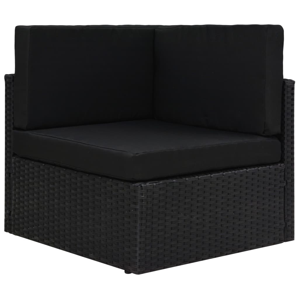 Set mobilier de grădină cu perne, 14 piese, negru, poliratan GartenMobel Dekor