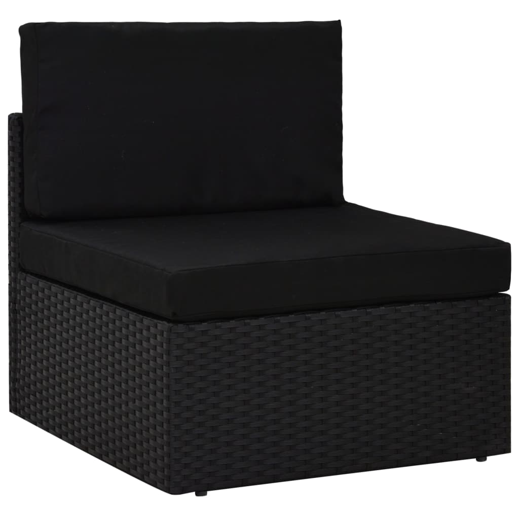 Set mobilier de grădinăcu perne, 12 piese, negru, poliratan GartenMobel Dekor