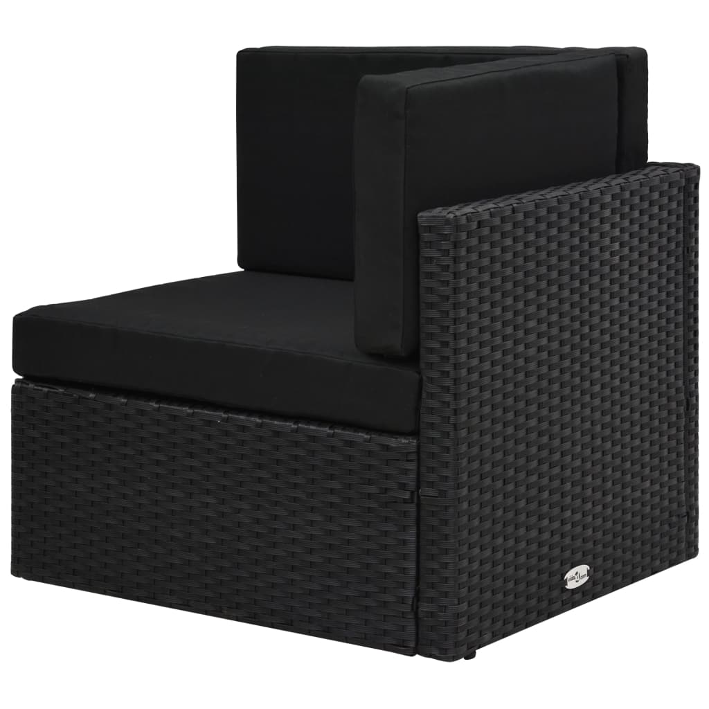 Set mobilier de grădinăcu perne, 12 piese, negru, poliratan GartenMobel Dekor