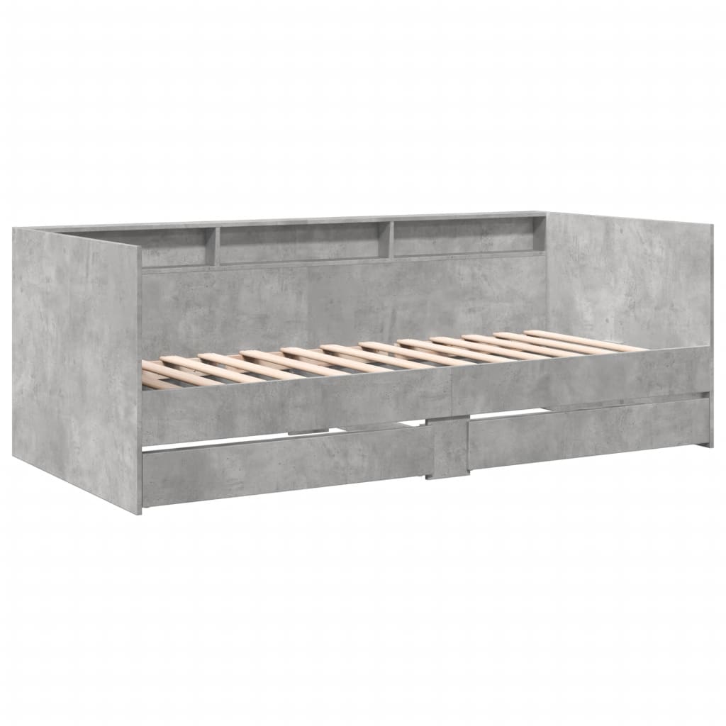 Pat de zi cu sertare fără saltea, gri beton, 100x200 cm GartenMobel Dekor