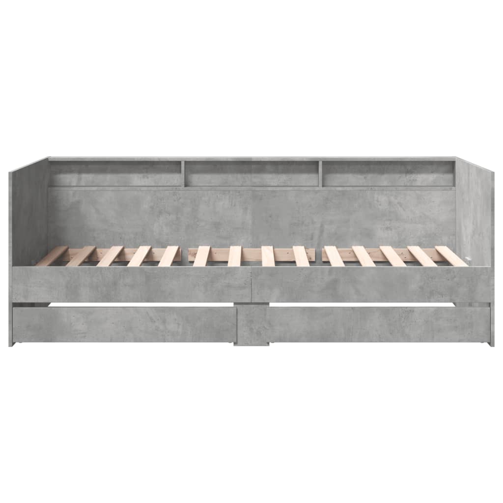 Pat de zi cu sertare fără saltea, gri beton, 100x200 cm GartenMobel Dekor