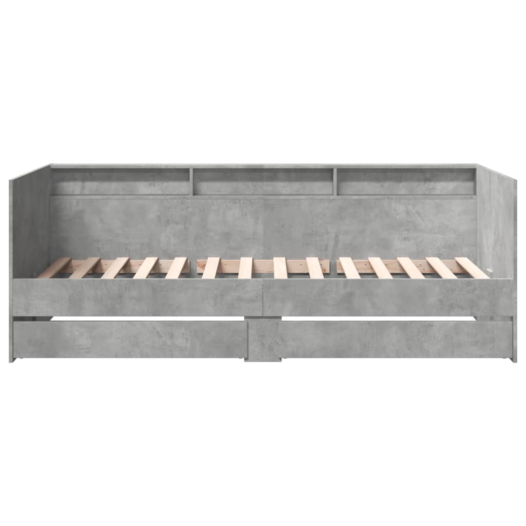 Pat de zi cu sertare fără saltea, gri beton, 90x190 cm GartenMobel Dekor