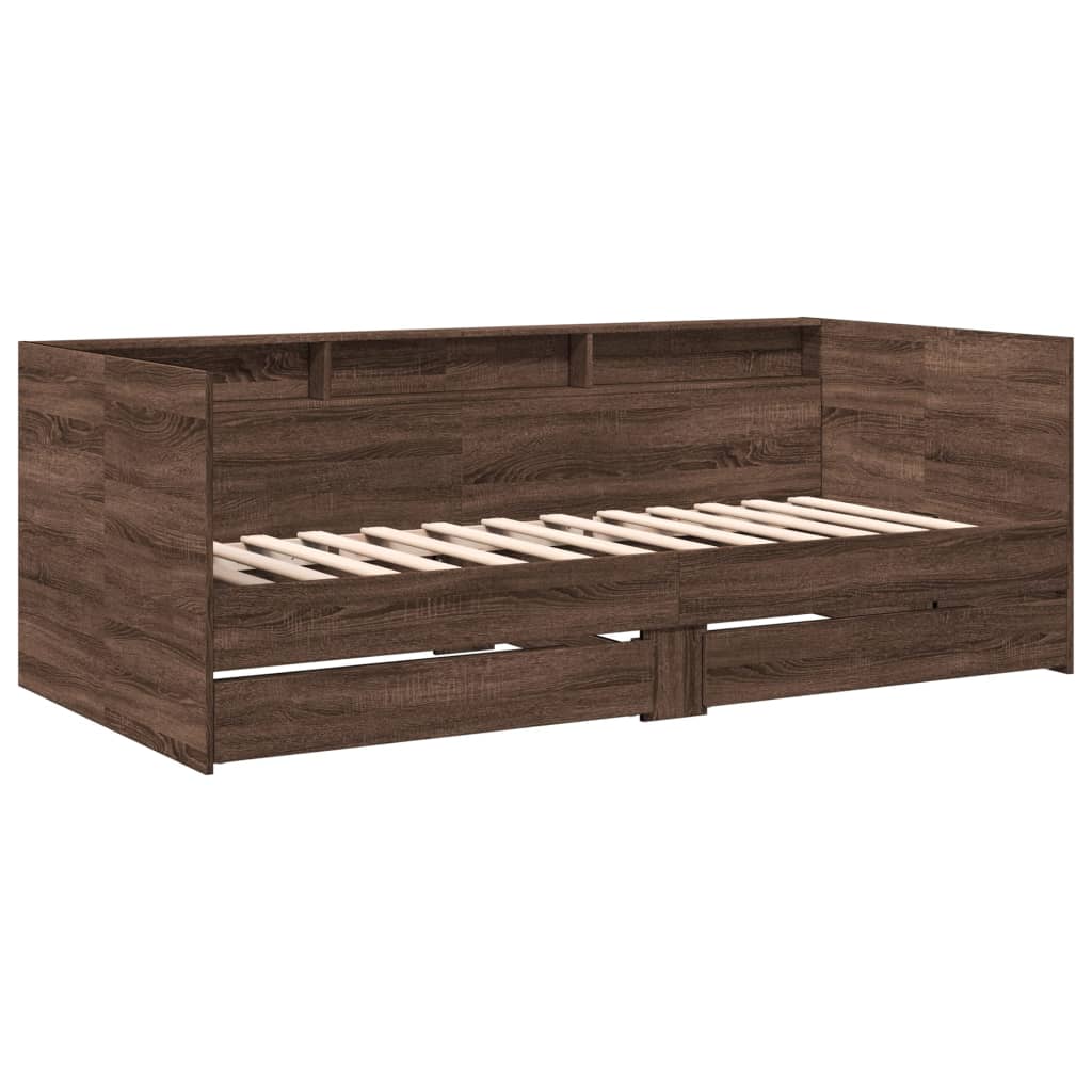 Pat de zi cu sertare fără saltea, stejar maro, 100x200 cm GartenMobel Dekor