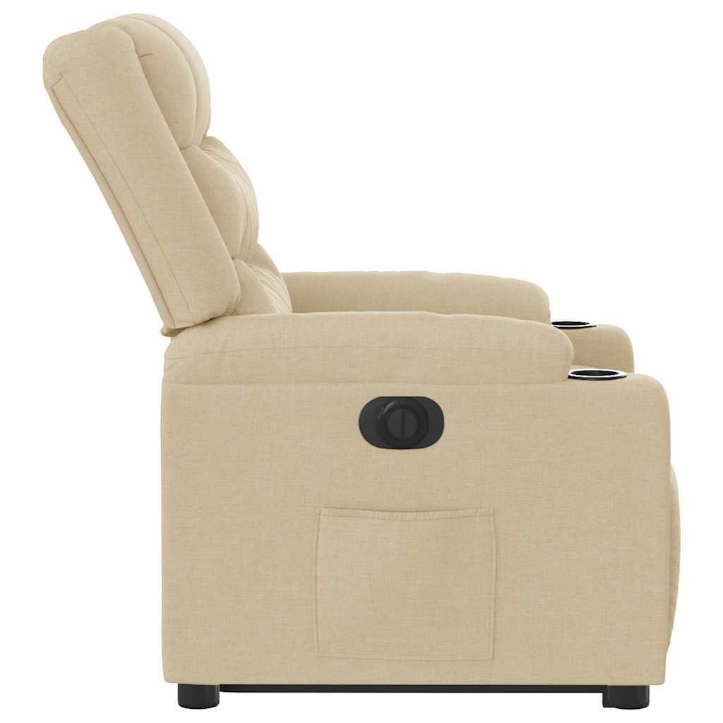 Fotoliu electric rabatabil cu ridicare, crem, textil GartenMobel Dekor