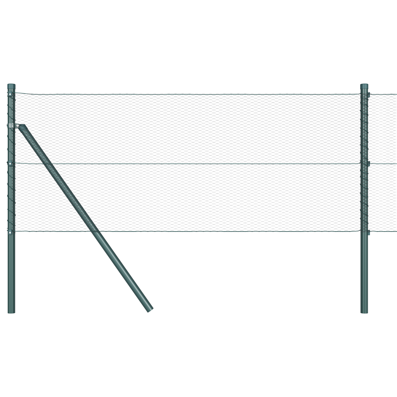 Gard Hexagonal Verde 0.4x100 m Oțel, Piloni pentru Gard  13 pcs Verde Ø32 mm 80 cm Oțel Zincat GartenMobel Dekor