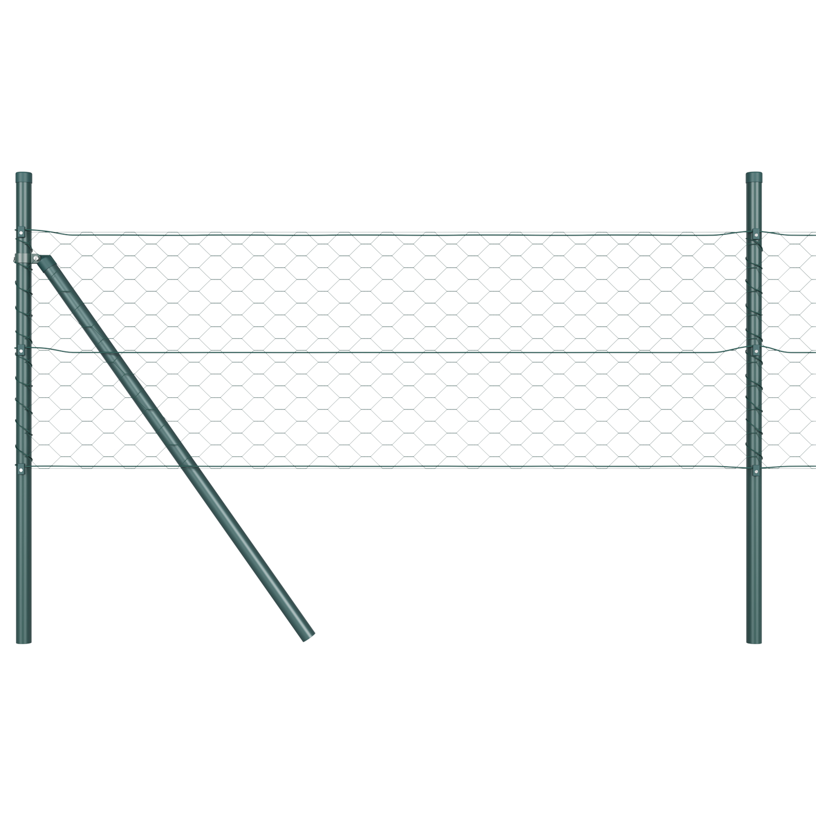 Gard Hexagonal Verde 0,8x50 m Oțel, Stâlpi de Gard  13 buc. Verde Ø32 mm 120 cm Oțel Galvanizat GartenMobel Dekor