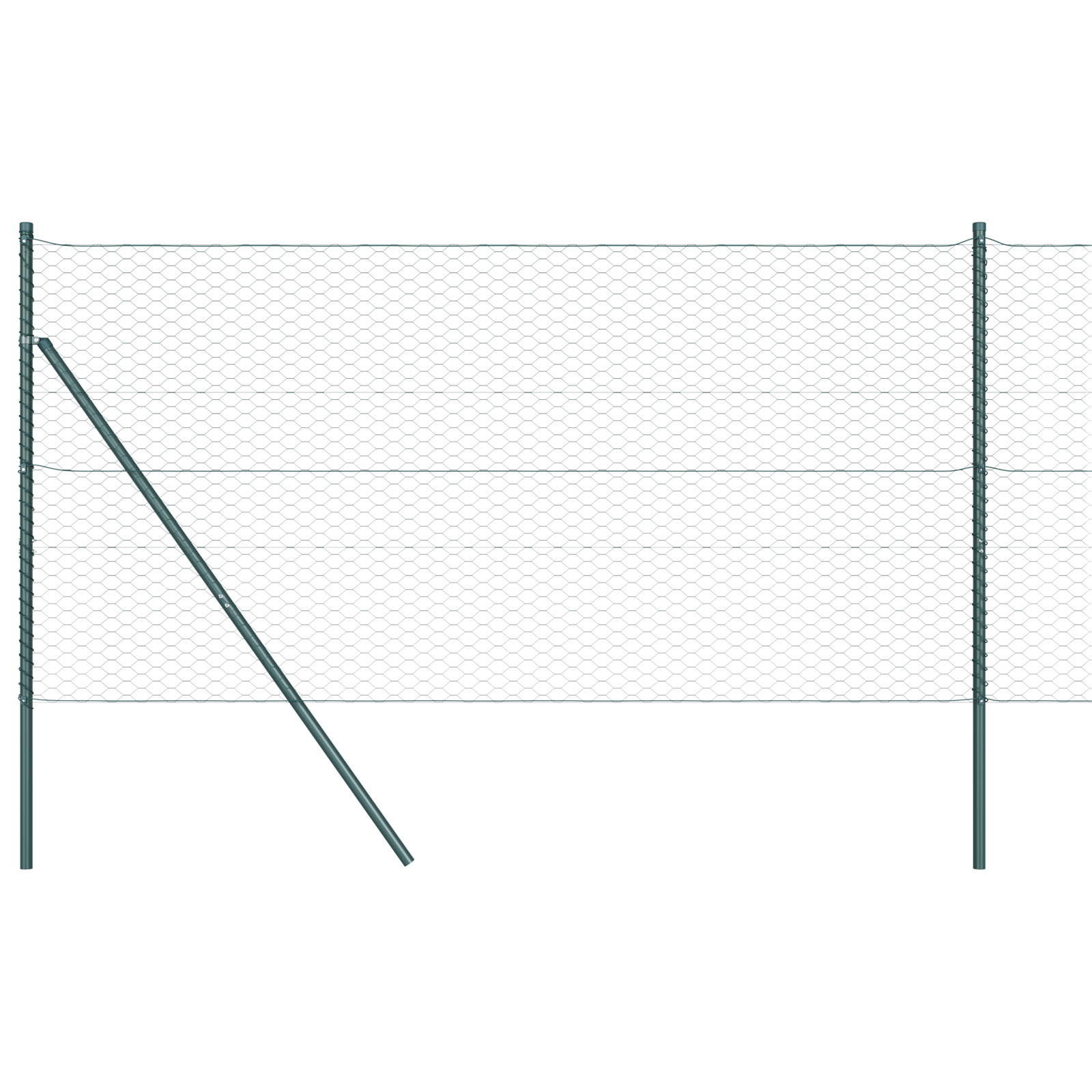 Gard hexagonal Verde 1.2x50 m Oțel,  Stâlpi de gard 13 buc Verde Ø32 mm 170 cm Oțel galvanizat GartenMobel Dekor