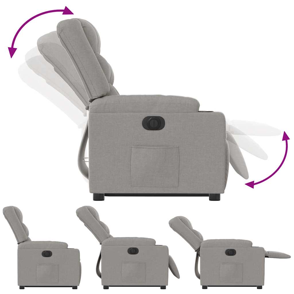 Scaun reclinabil electric, țesătură gri nor GartenMobel Dekor