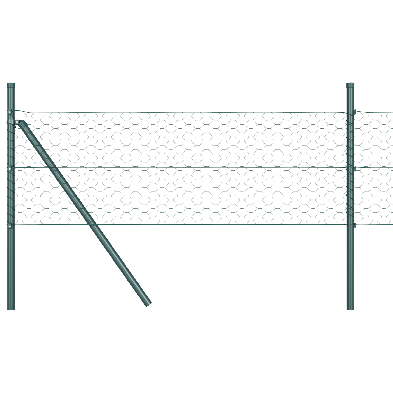 Gard Hexagonal  Verde 0.6x50 m Oțel, Stâlpi de Gard  13 buc Verde Ø32 mm 100 cm Oțel Galvanizat GartenMobel Dekor