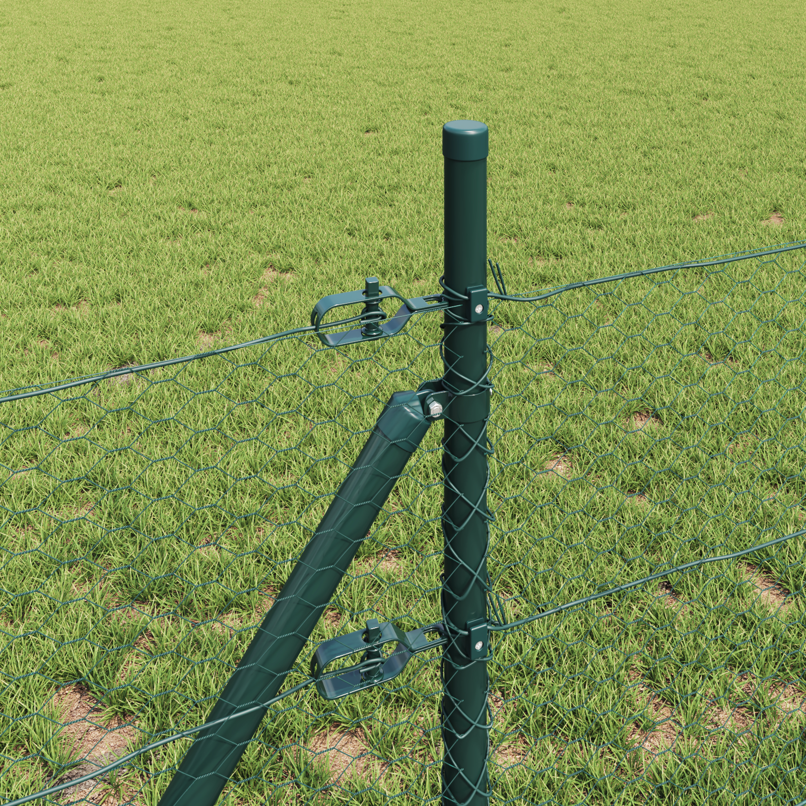 Gard Hexagonal  Verde 0.6x50 m Oțel, Stâlpi pentru Gard  13 buc Verde Ø32 mm 100 cm Oțel Zincat GartenMobel Dekor