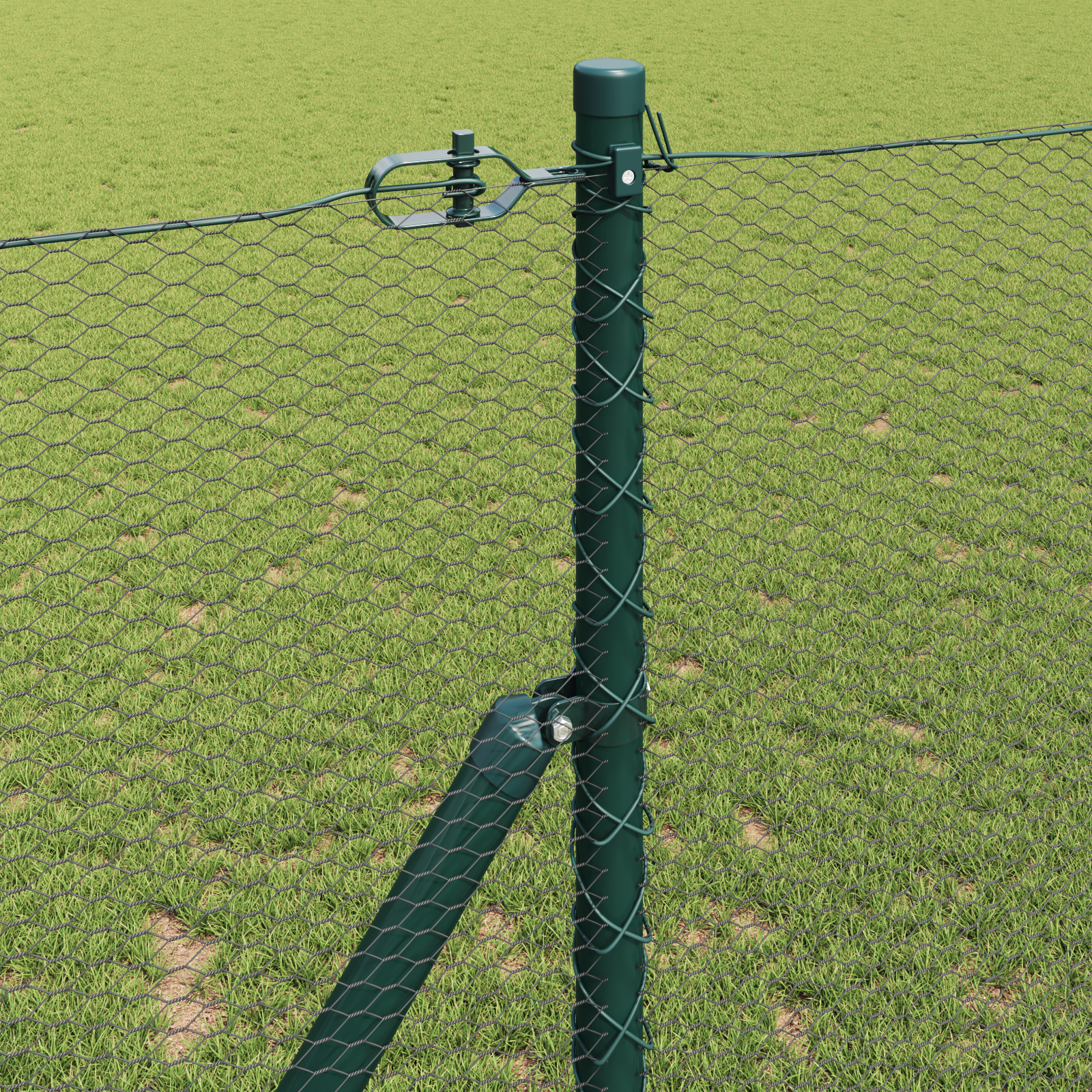Gard Hexagonal  Verde 1,2x50 m Oțel, Stâlpi Gard  13 buc Verde Ø32 mm 170 cm Oțel galvanizat GartenMobel Dekor