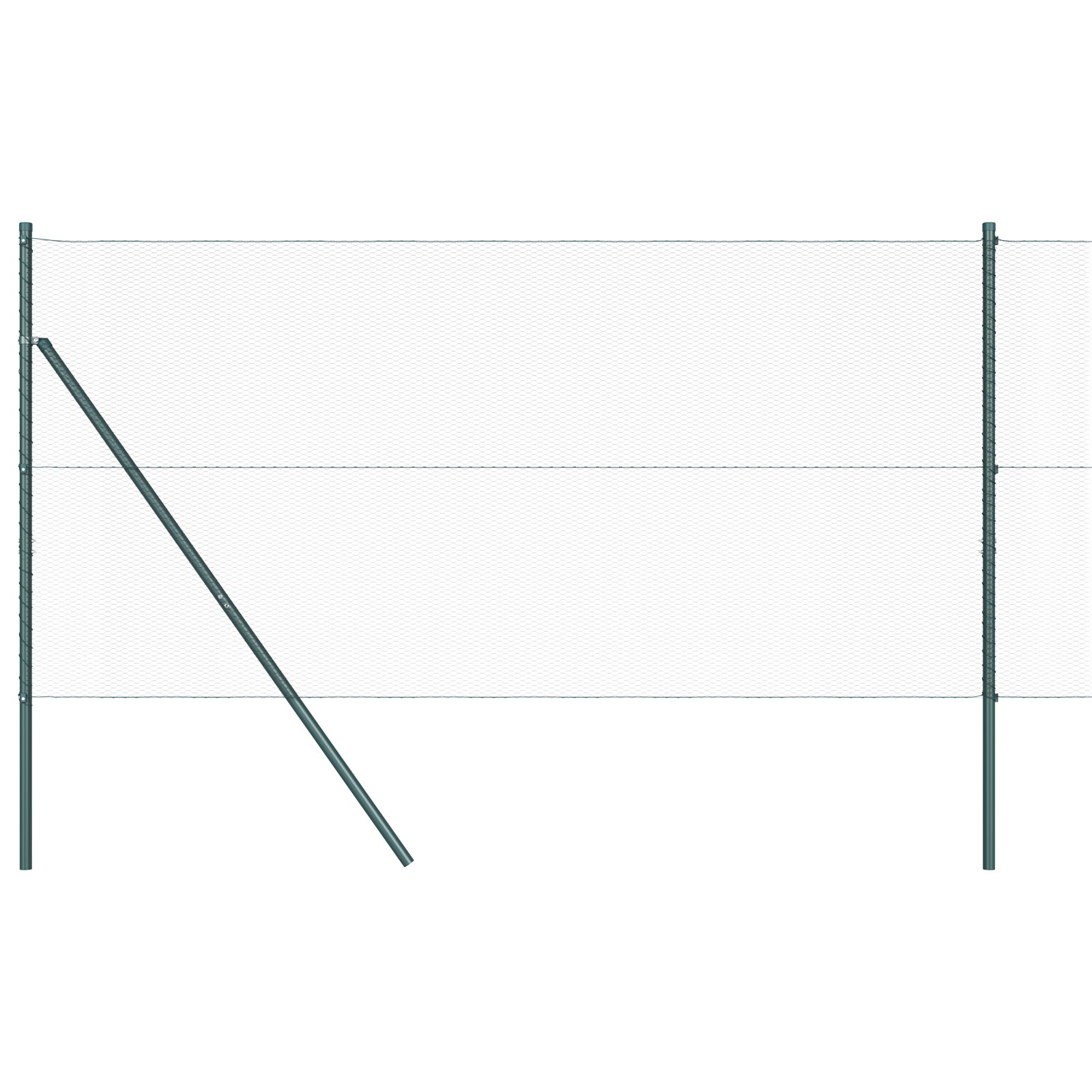 Gard Hexagonal  Verde 1,2x50 m Oțel, Stâlpi Gard  13 buc Verde Ø32 mm 170 cm Oțel galvanizat GartenMobel Dekor