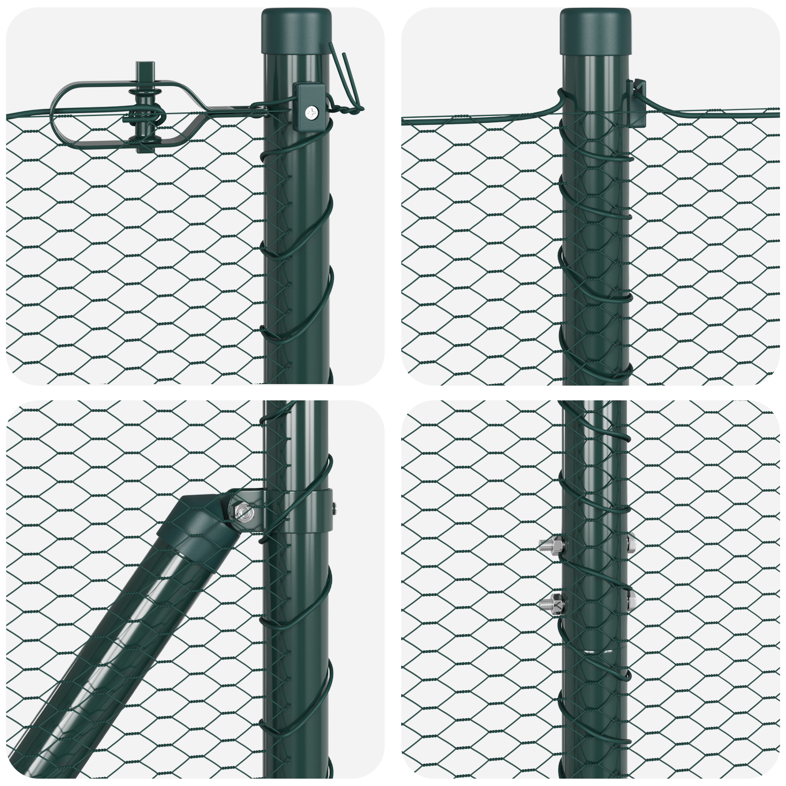 Gard Hexagonal  Verde 1,2x50 m Oțel, Stâlpi Gard  13 buc Verde Ø32 mm 170 cm Oțel galvanizat GartenMobel Dekor