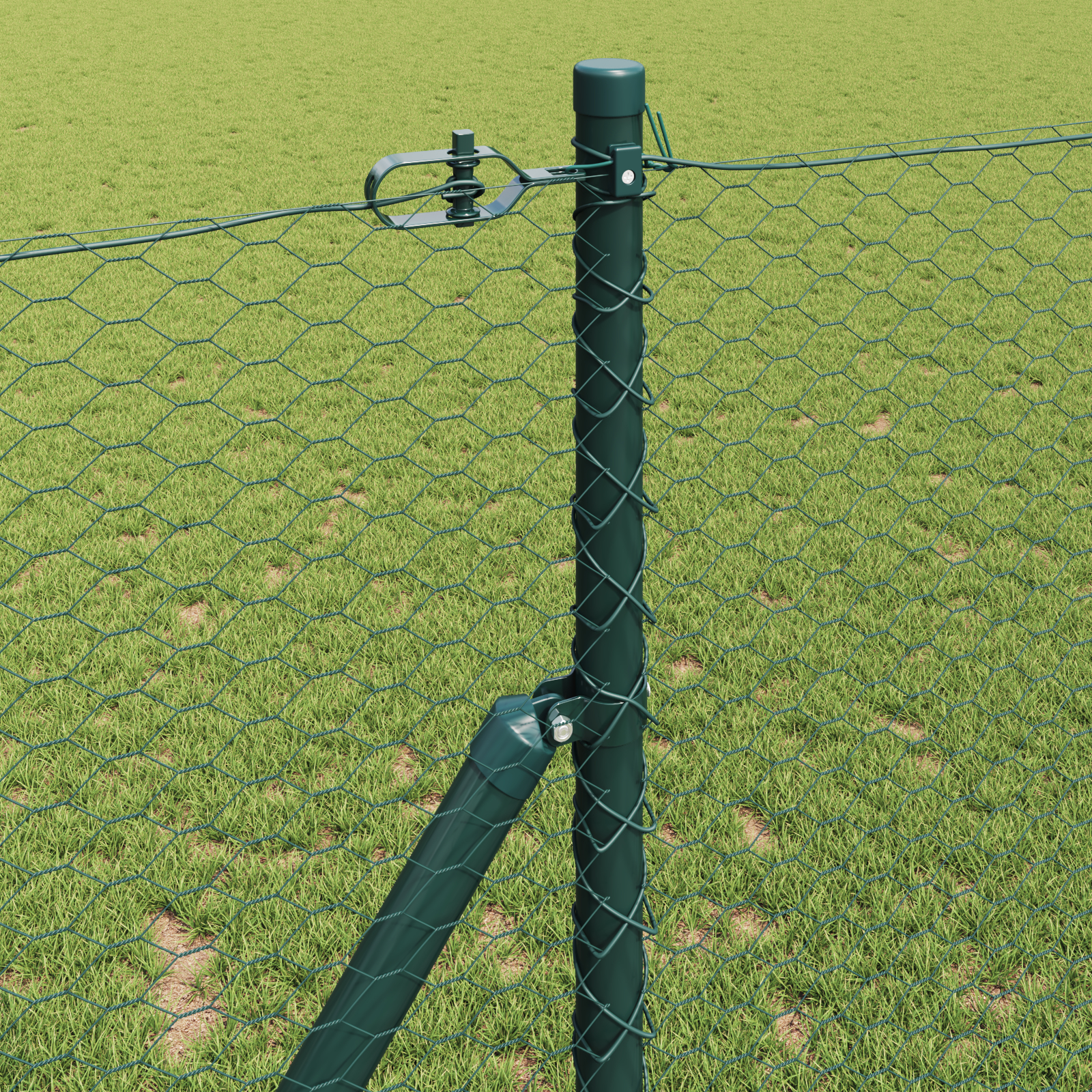 Gard Hexagonal  Verde 1.4x50 m Oțel, Stâlpi  13 buc Verde Ø32 mm 190 cm Oțel Galvanizat GartenMobel Dekor