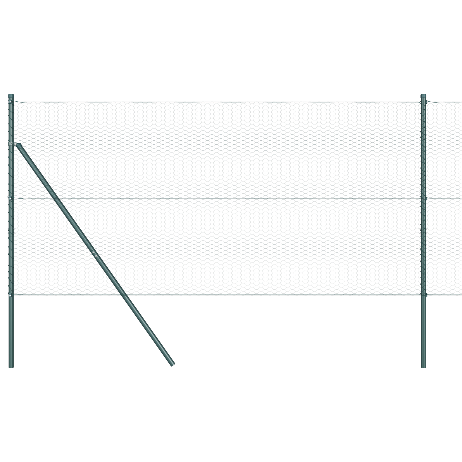 Gard Hexagonal  Verde 1.4x50 m Oțel, Stâlpi  13 buc Verde Ø32 mm 190 cm Oțel Galvanizat GartenMobel Dekor