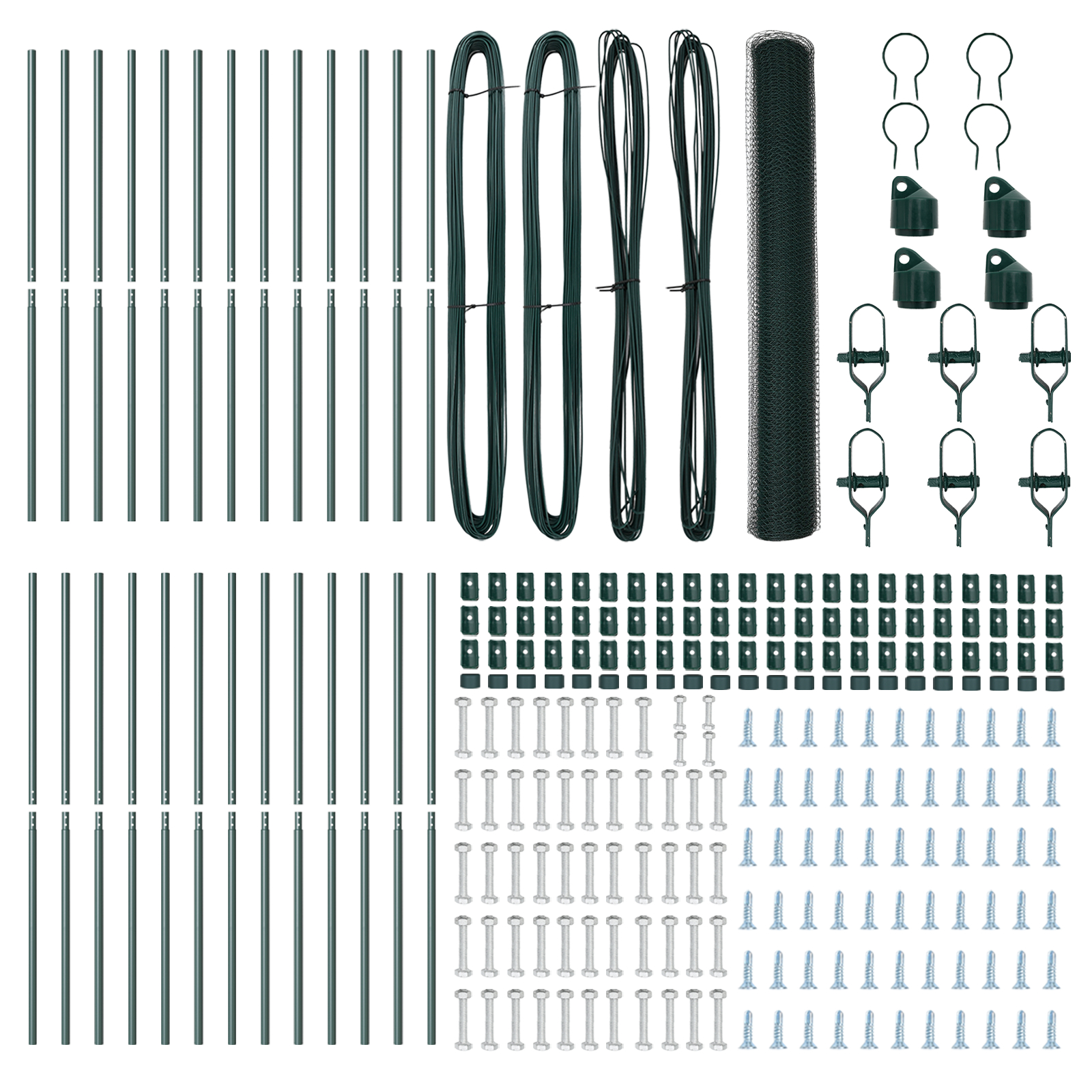 Gard Hexagonal  Verde 1x50 m Oțel, Stâlpi pentru Gard  13 buc Verde Ø32 mm 150 cm Oțel Galvanizat GartenMobel Dekor