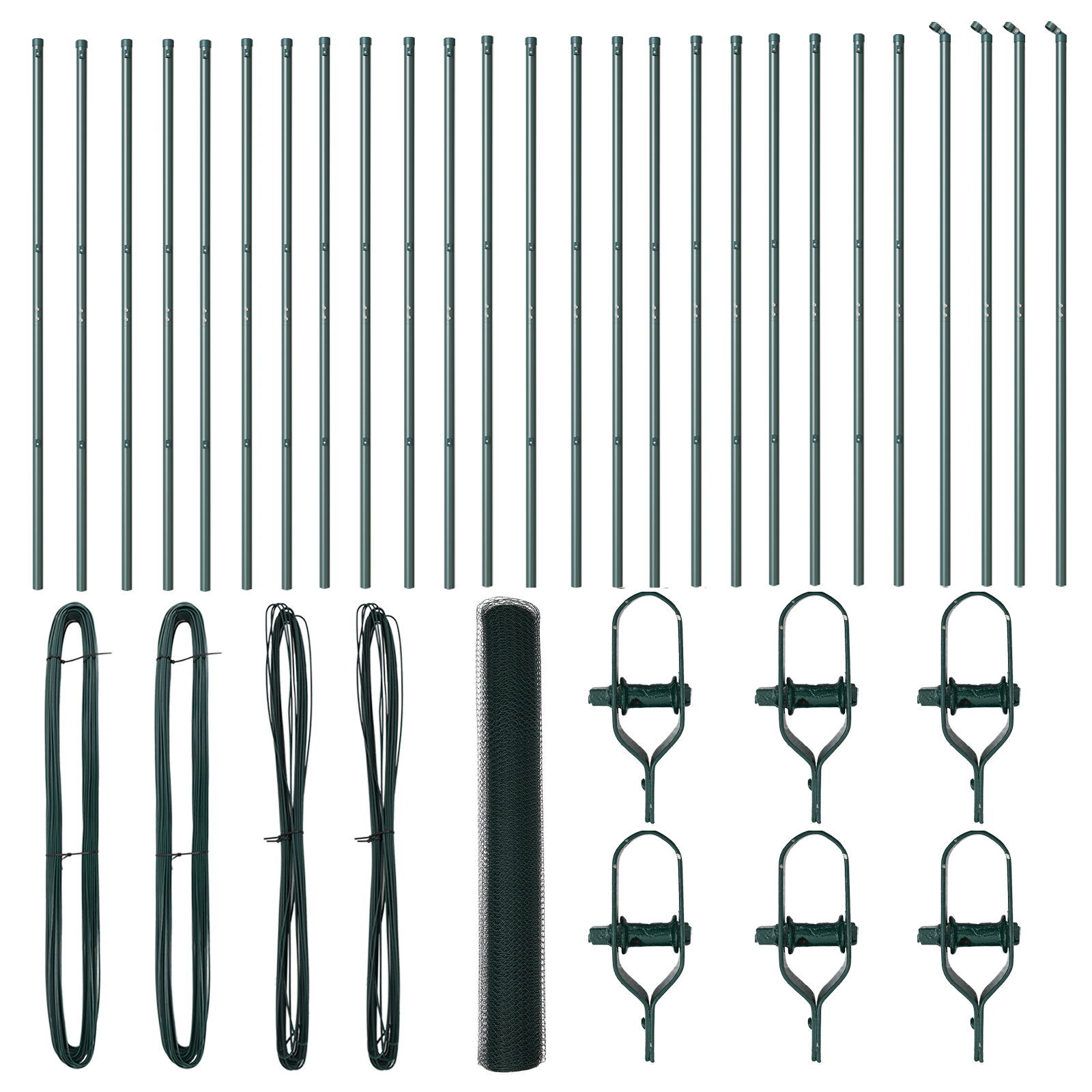 Gard Hexagonal  Verde 1x50 m Oțel, Stâlpi pentru Gard  13 buc Verde Ø32 mm 150 cm Oțel Galvanizat GartenMobel Dekor
