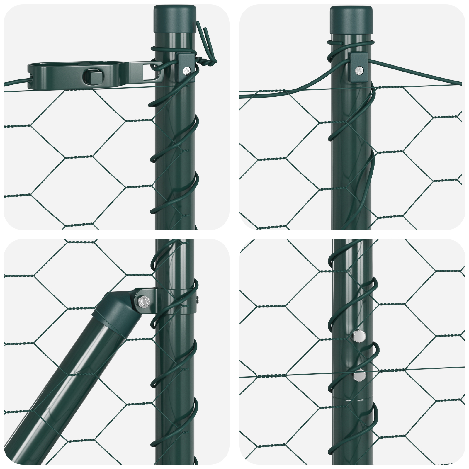 Gard hexagonal  Verde 1.4x50 m Oțel, Stâlpi de gard  13 buc Verde Ø32 mm 190 cm Oțel galvanizat GartenMobel Dekor