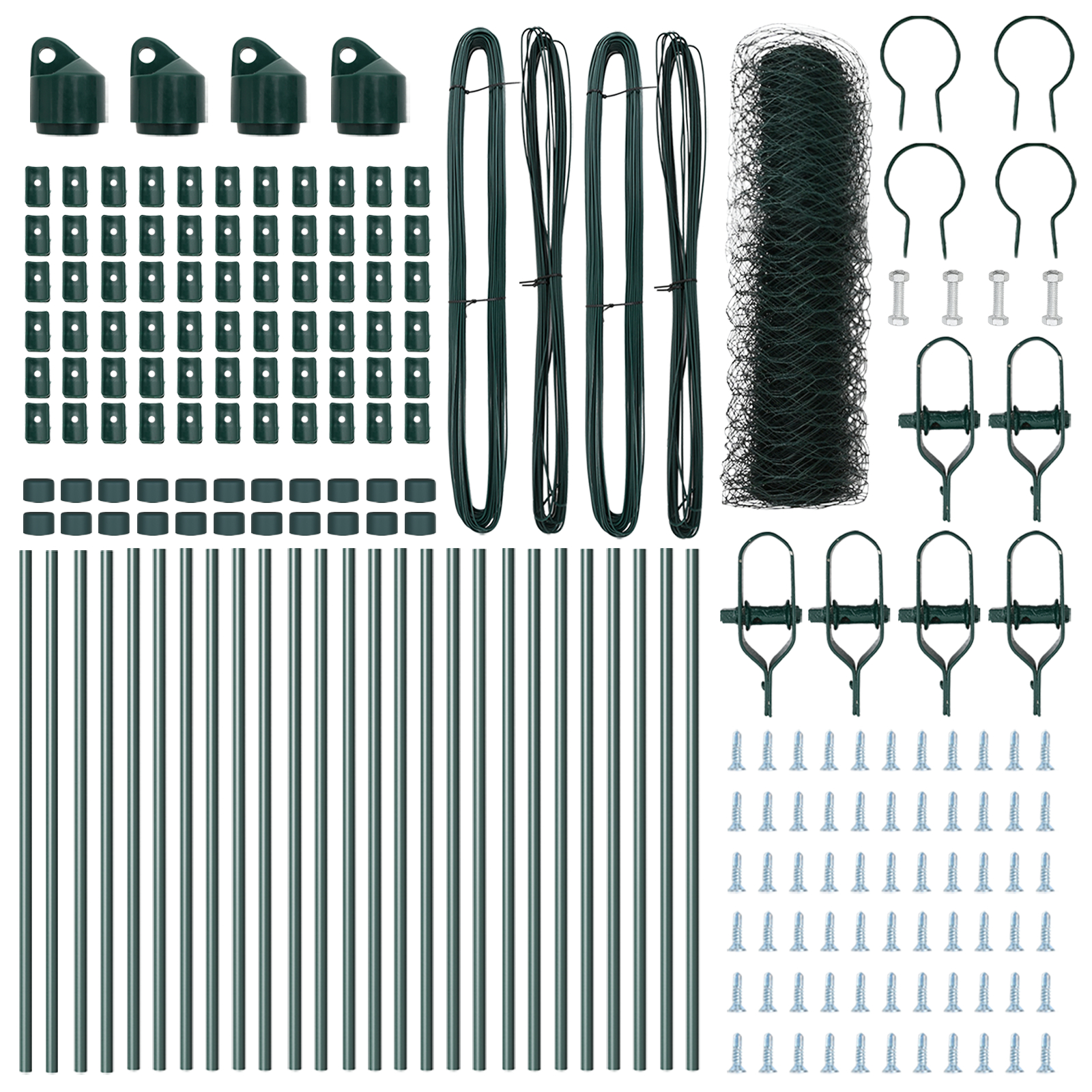 Îngrădire Hexagonală  Verde 0.6x50 m Oțel, Stâlpi de Îngrădire  13 buc Verde Ø32 mm 100 cm Oțel Galvanizat GartenMobel Dekor