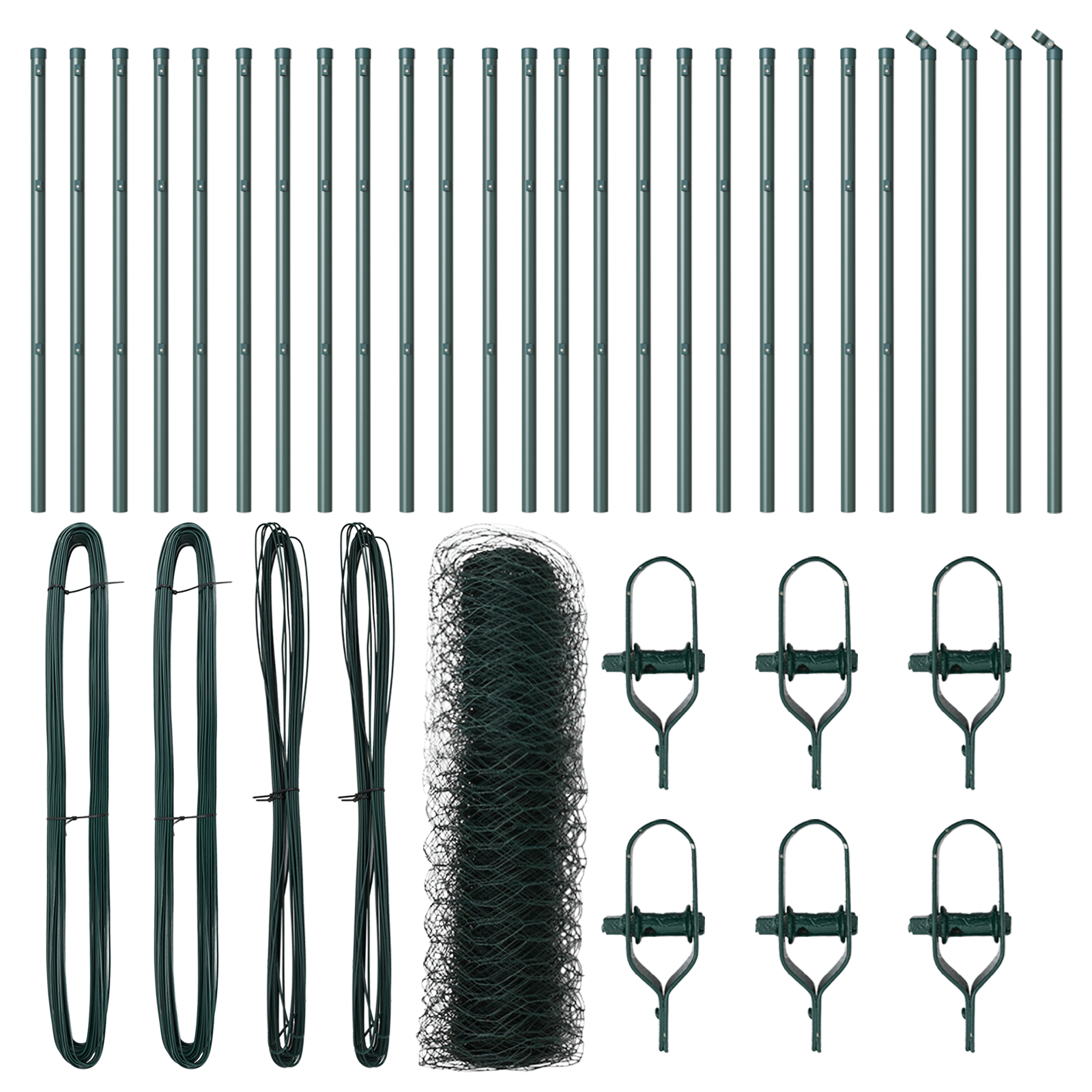 Îngrădire Hexagonală  Verde 0.6x50 m Oțel, Stâlpi de Îngrădire  13 buc Verde Ø32 mm 100 cm Oțel Galvanizat GartenMobel Dekor