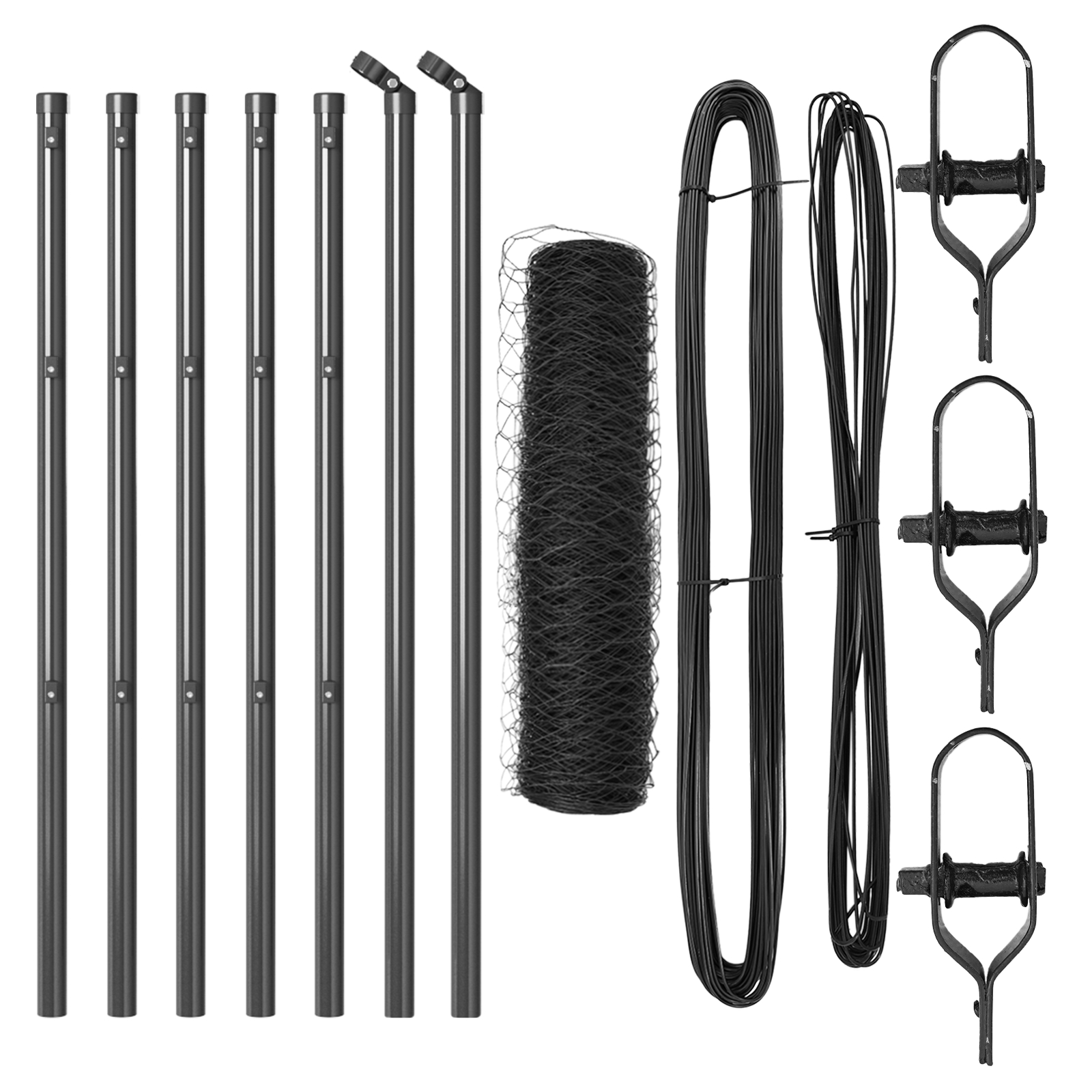 Gard Hexagonal Gri 0.5x10 m Oțel, Posturi de Gard  7buc Gri Ø32 mm 100 cm Oțel Galvanizat GartenMobel Dekor