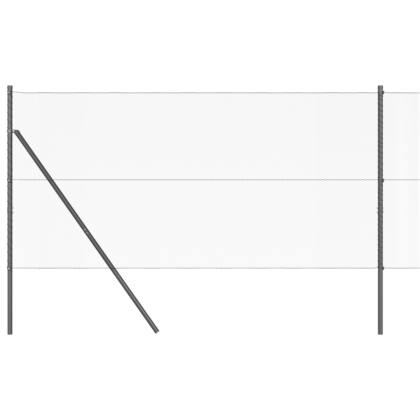 Gard Hexagonal Gri 1x10 m Oțel,  Stâlpi de Gard 7 pcs Gri Ø32 mm 150 cm Oțel Galvanizat GartenMobel Dekor