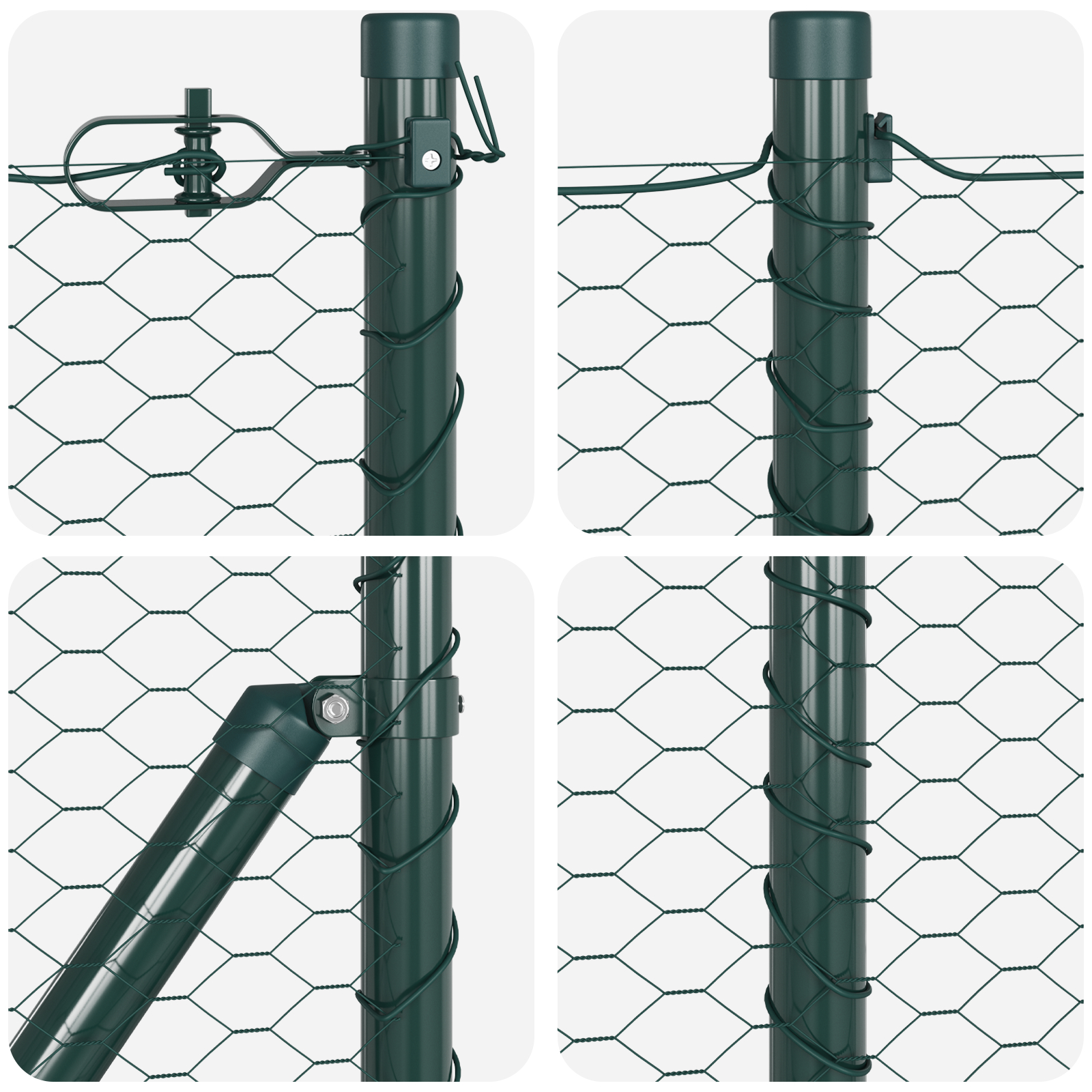 Gard Hexagonal Verde 0.6x100 m Oțel,  Stâlpi pentru Gard 13 buc Verde Ø32 mm 100 cm Oțel Galvanizat GartenMobel Dekor