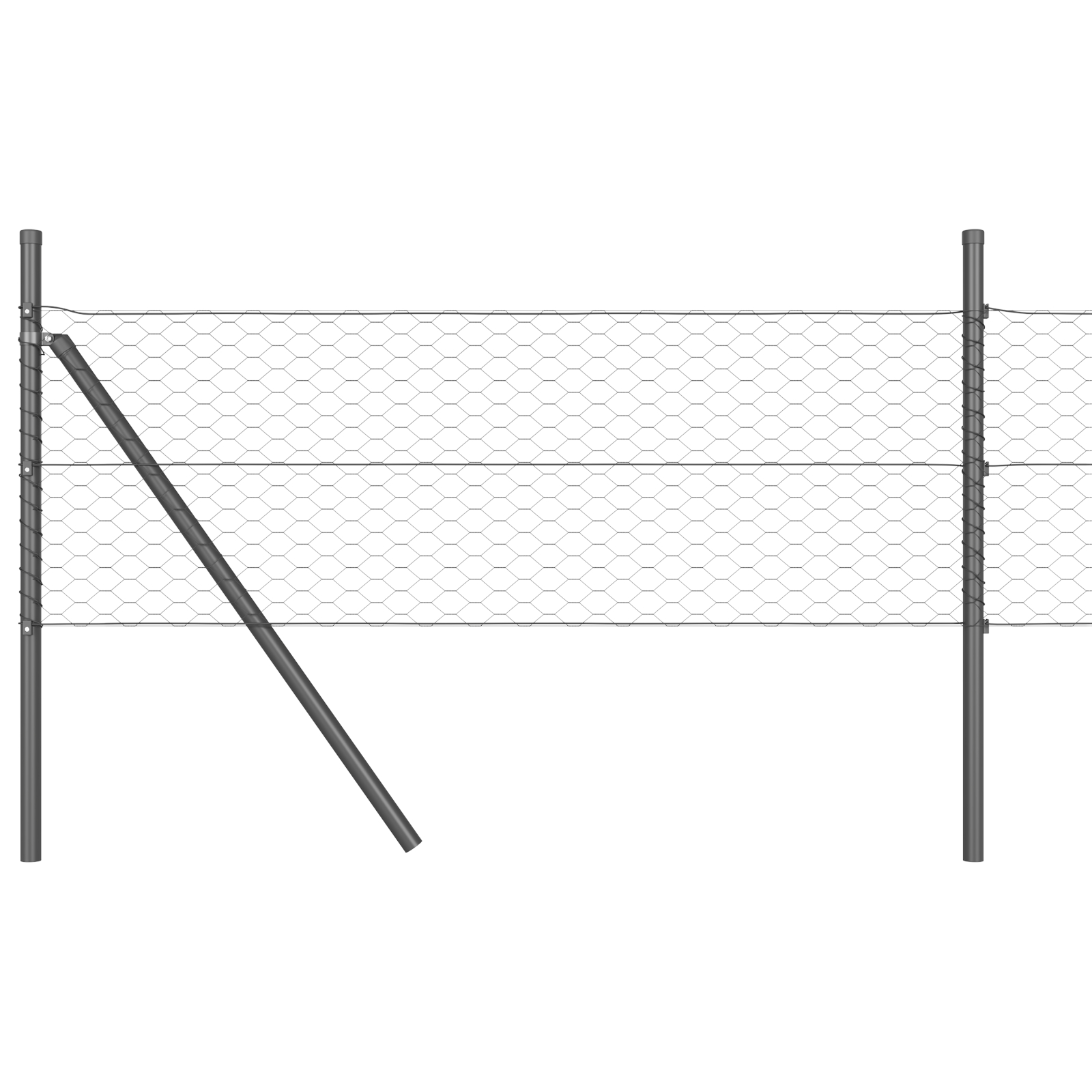 Gard Hexagonal  Gri 0.4x10 m Oțel, Posturi de Gard  7 buc Gri Ø32 mm 80 cm Oțel Galvanizat GartenMobel Dekor