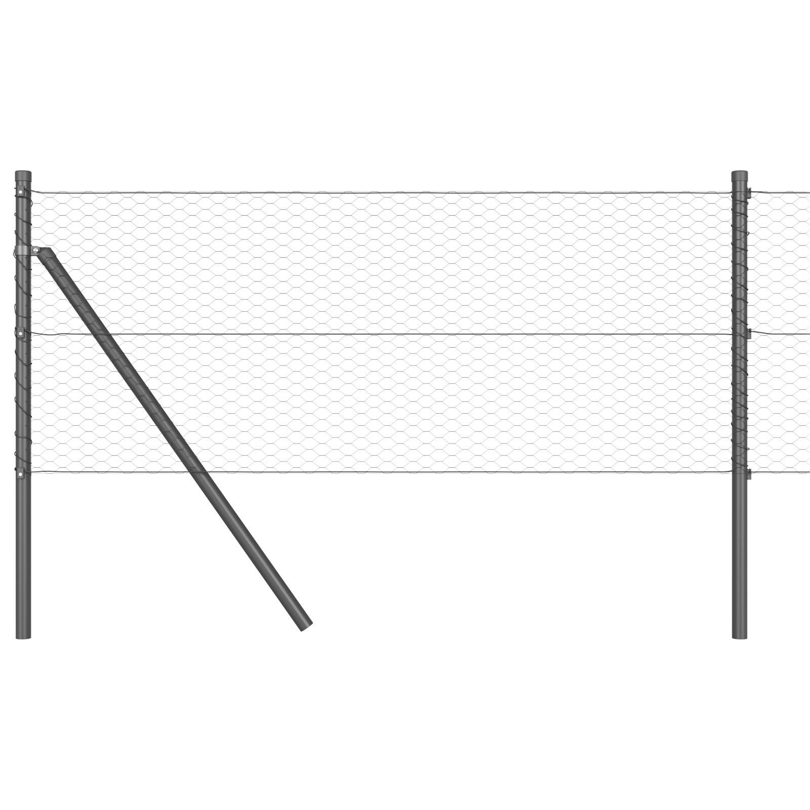 Gard Hexagonal  Gri 0.6x10 m Oțel, Posturi de Gard  7 pcs Gri Ø32 mm 100 cm Oțel Galvanizat GartenMobel Dekor