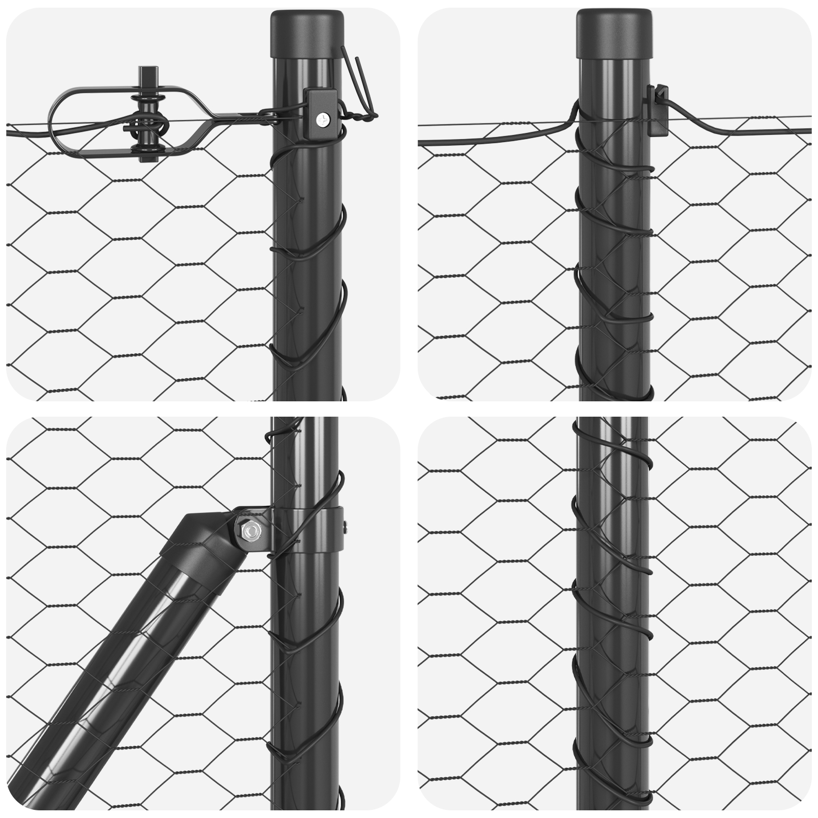 Gard Hexagonal  Gri 0.6x10 m Oțel, Posturi de Gard  7 pcs Gri Ø32 mm 100 cm Oțel Galvanizat GartenMobel Dekor