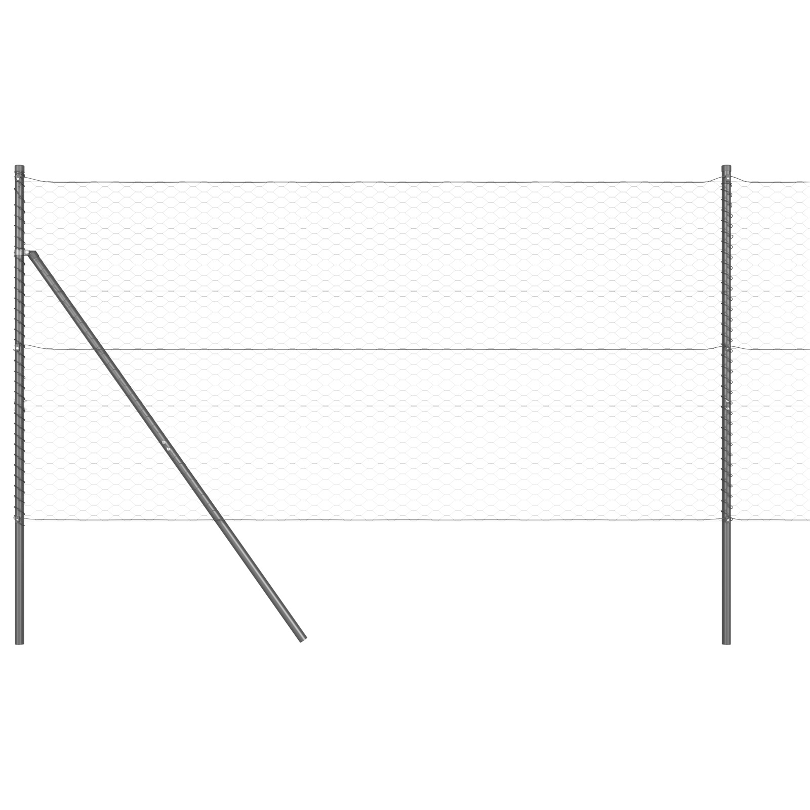 Gard Hexagonal  Gri 1x10 m Oțel, Stâlpi Gard  7 buc Gri Ø32 mm 150 cm Oțel Galvanizat GartenMobel Dekor