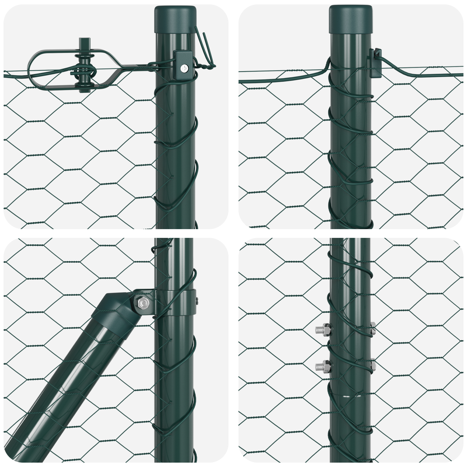 Gard Hexagonal  Verde 1.4x100 m Oțel, Stâlpi de Gard  13 buc Verde Ø32 mm 190 cm Oțel Zincat GartenMobel Dekor