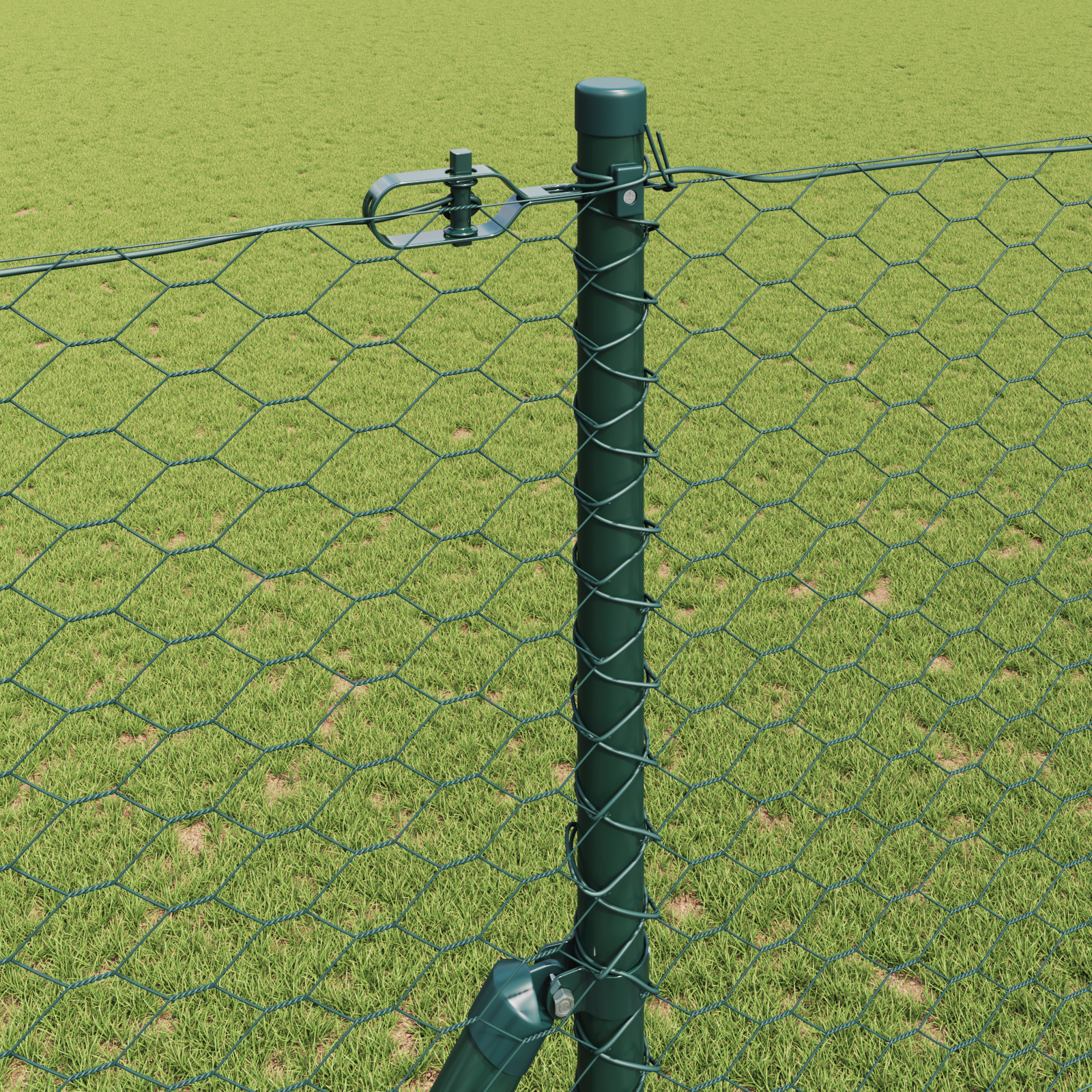 Gard Hexagonal  Verde 1.6x100 m Oțel, Stâlpi de Gard  13 buc Verde Ø32 mm 210 cm Oțel Zincat GartenMobel Dekor
