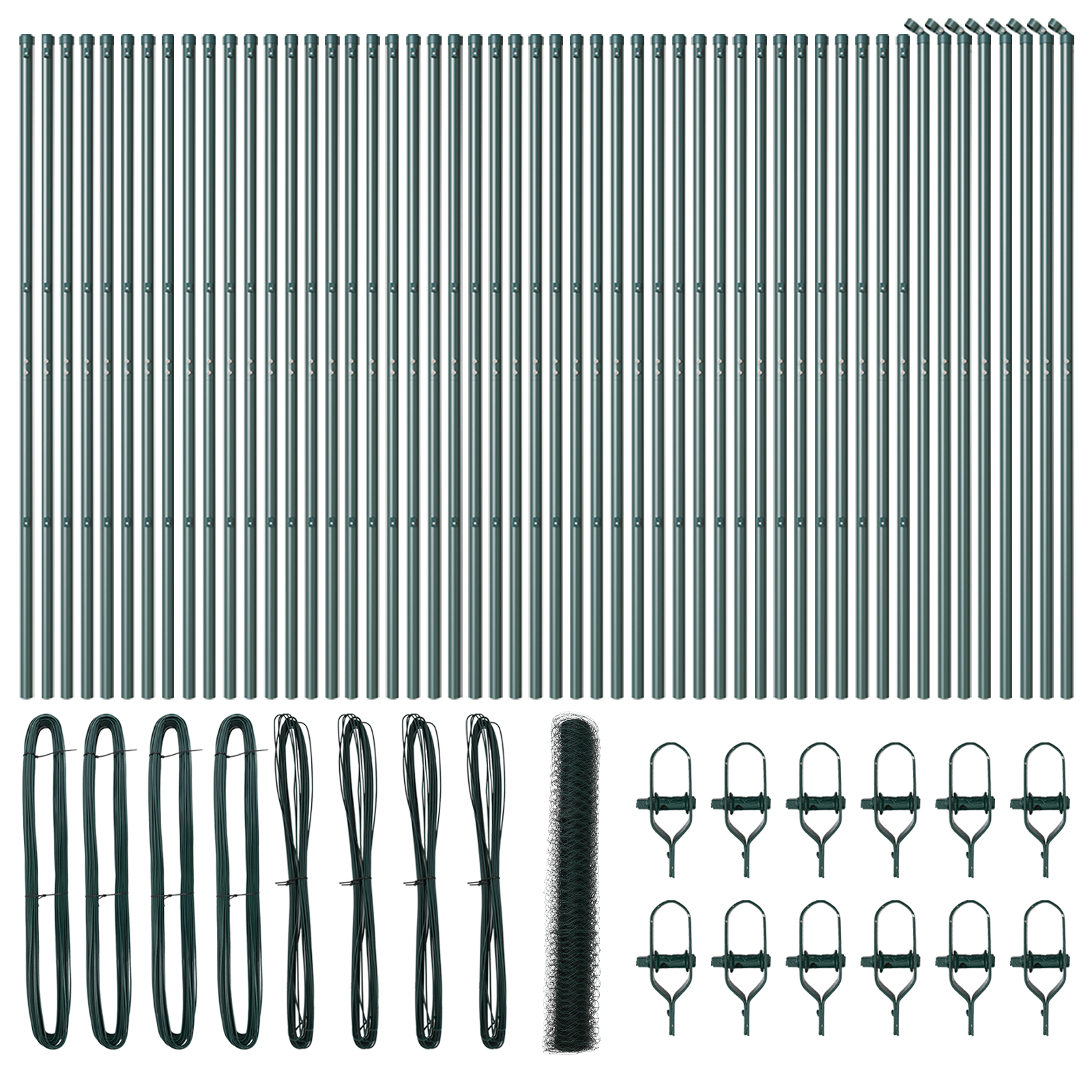 Gard Hexagonal  Verde 1x100 m Oțel, Stâlpi de Gard  13 pcs Verzi Ø32 mm 150 cm Oțel Zincat GartenMobel Dekor