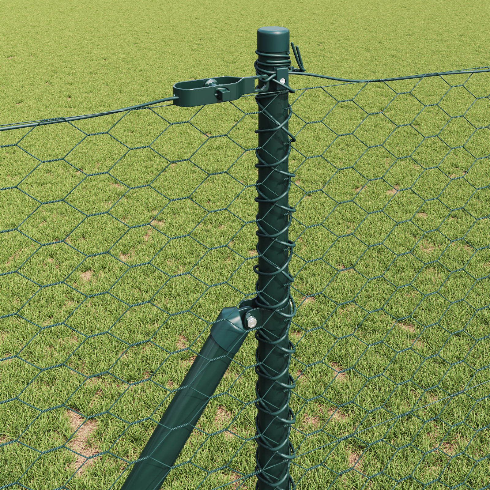 Gard Hexagonal  Verde 1x100 m Oțel, Stâlpi de Gard  13 pcs Verzi Ø32 mm 150 cm Oțel Zincat GartenMobel Dekor