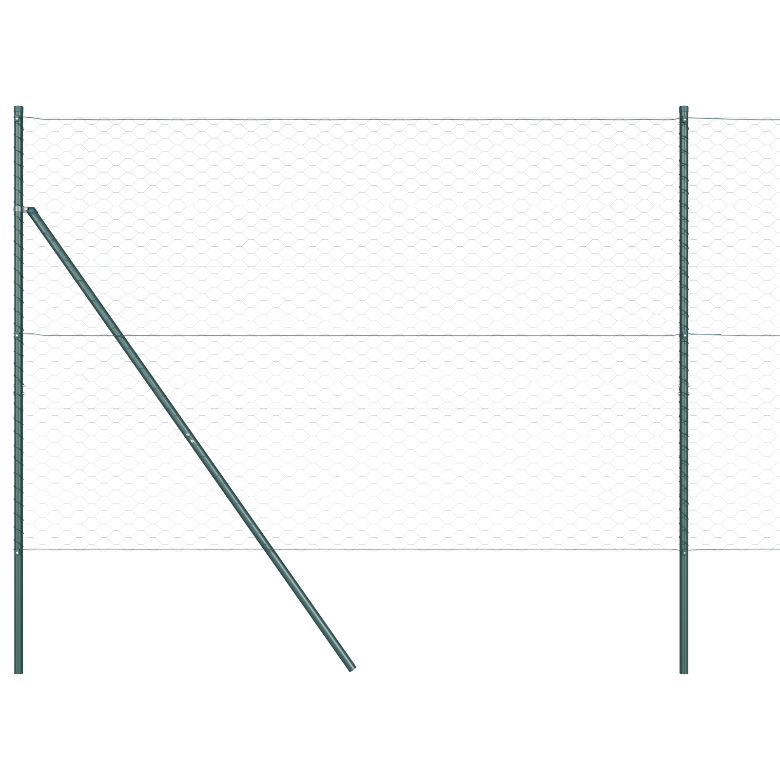 Împrejmuire Hexagonală  Verde 1.5x100 m Oțel, Stâlpi de Împrejmuire  13 buc Verde Ø32 mm 200 cm Oțel Zincat GartenMobel Dekor