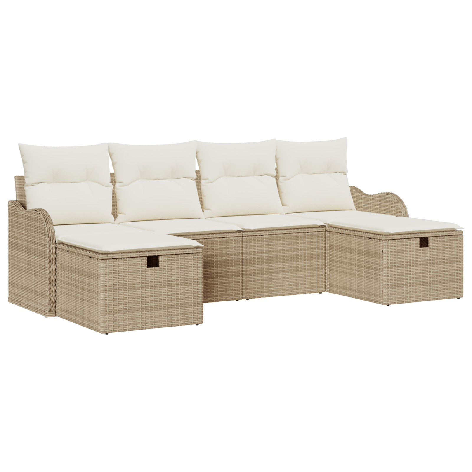 Set canapea grădină 6 piese cu perne Bej Poly Rattan, Canapea grădină 2 locuri cu perne Bej Poly Rattan GartenMobel Dekor