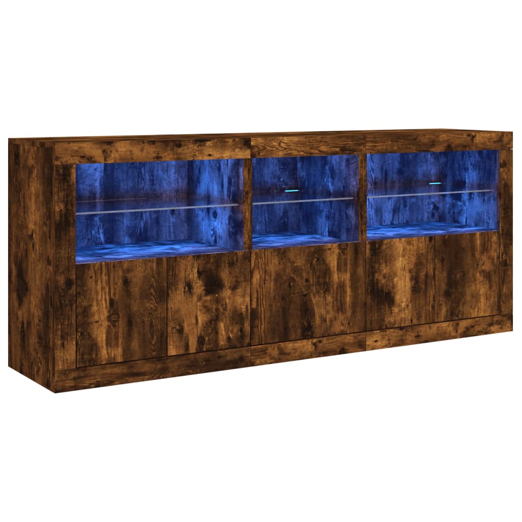 Dulap cu lumini LED, stejar fumuriu, 162x37x67 cm GartenMobel Dekor