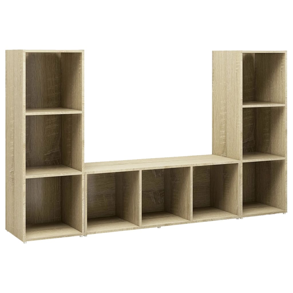 Dulapuri TV, 3 buc stejar sonoma, 107x35x37 cm, lemn prelucrat GartenMobel Dekor