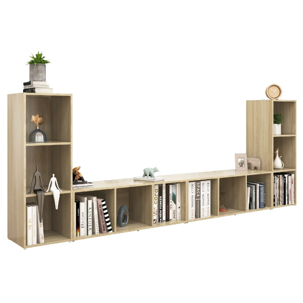 Dulapuri TV, 4 buc, stejar sonoma, 107x35x37 cm, lemn prelucrat GartenMobel Dekor