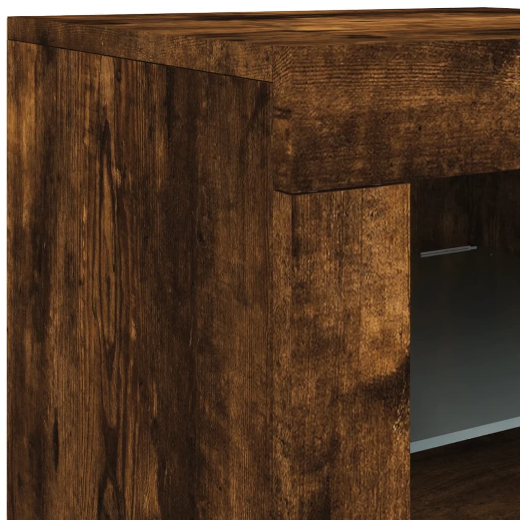 Servantă cu lumini LED, stejar fumuriu, 181,5x37x67 cm GartenMobel Dekor