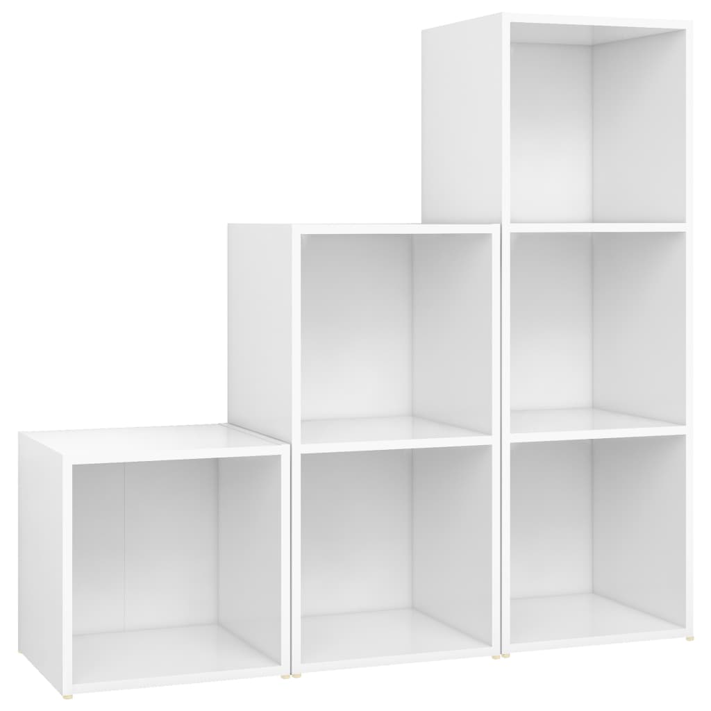 Set de dulapuri TV, 3 piese, alb, lemn prelucrat GartenMobel Dekor