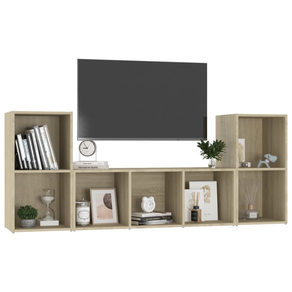 Set de dulapuri TV, 3 piese, stejar Sonoma, lemn prelucrat GartenMobel Dekor