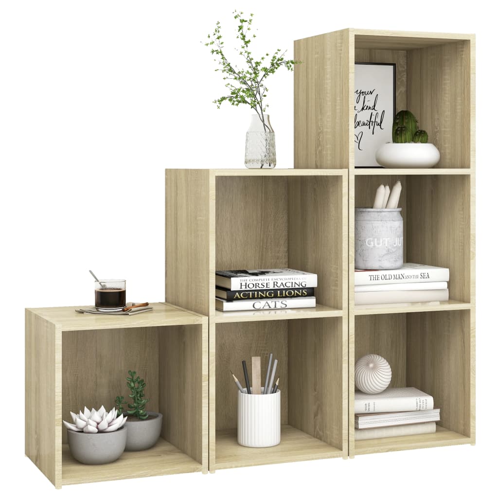 Set de dulapuri TV, 3 piese, stejar Sonoma, lemn prelucrat GartenMobel Dekor